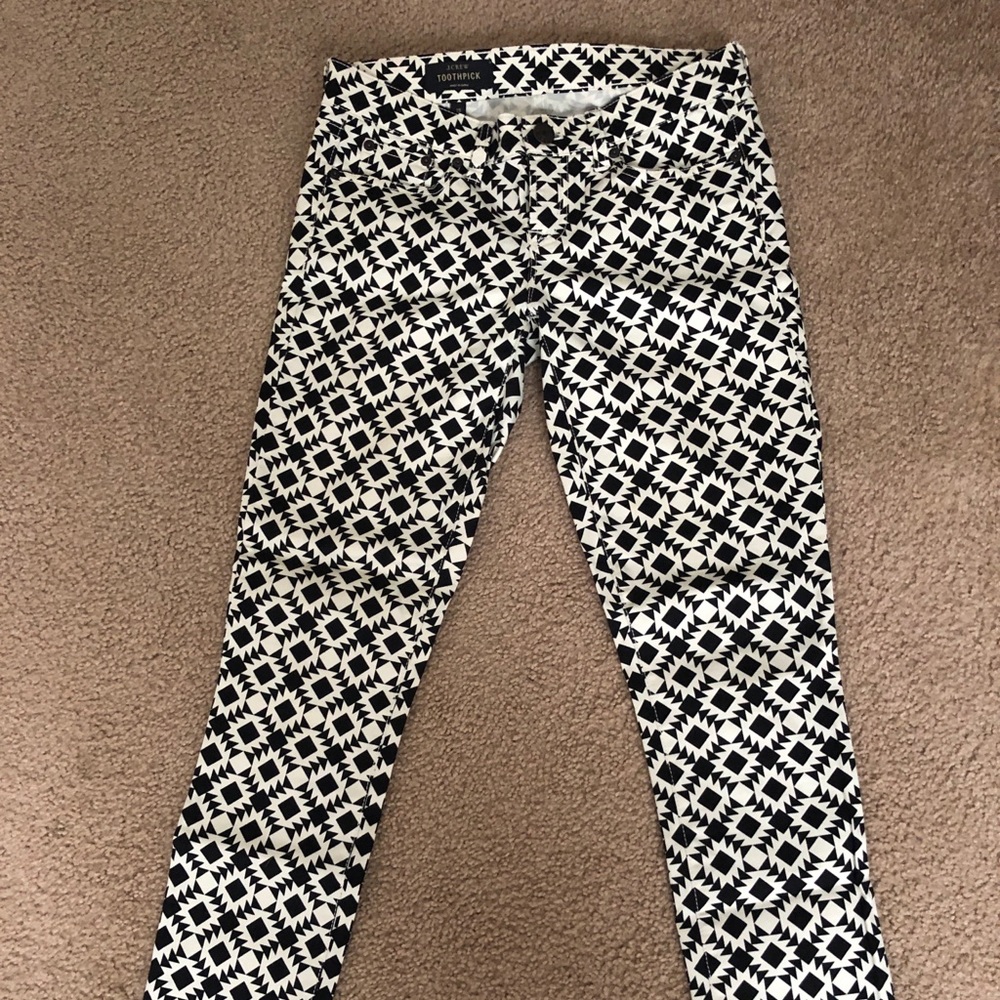 JCrew Toothpick (Skinny) Jeans Geometric Print 25